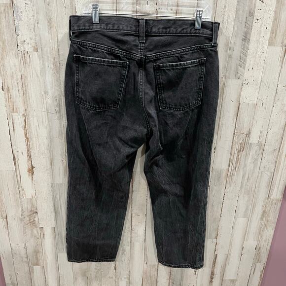 Old Navy High-Waisted Slouchy Straight Cropped Distressed Jeans 10 Zelda Black - Picture 3 of 8